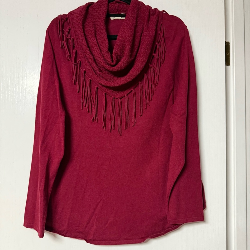 Women’s Style & Co Long Sleeved Top with Fringed Cowl Neck